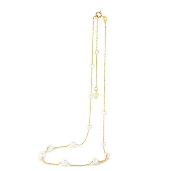 Ikecho 9YG 4-6.5mm White FWP Necklace 39-45cm