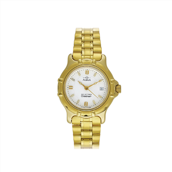 Adina Ladies 100M Oceaner Gold Plate White Index Dial - CM56 G1XB
