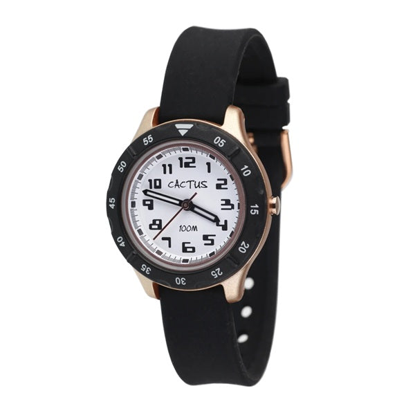 Cactus Kids Watch Black & Rose Gold Waterproof - Urban
