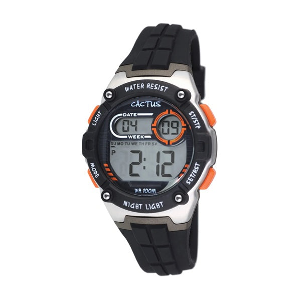Cactus Kids Galaxy Digital Watch - Black Orange trim