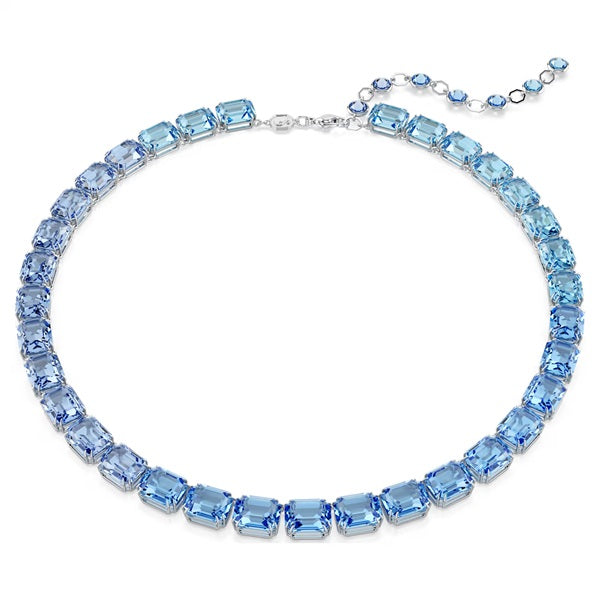 Swarovski Millenia Tennis Necklace Octagon cut, Colour gradient, Blue, Rhodium plated 5694136