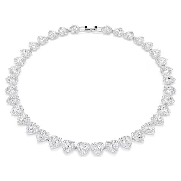 Swarovski Ariana Grande Tennis necklace Mixed cuts, Heart, White, Rhodium plated 5720857