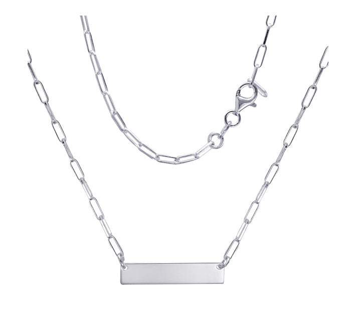 Sterling Silver Italian Long Cable ID Necklet – 47cm