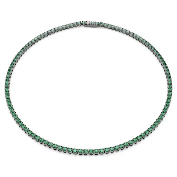 Swarovski Round cut, Green, Ruthenium plated 5743472