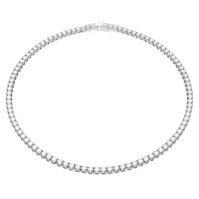 Swarovski Matrix Tennis necklace Round cut, White, Rhodium plated 5681796