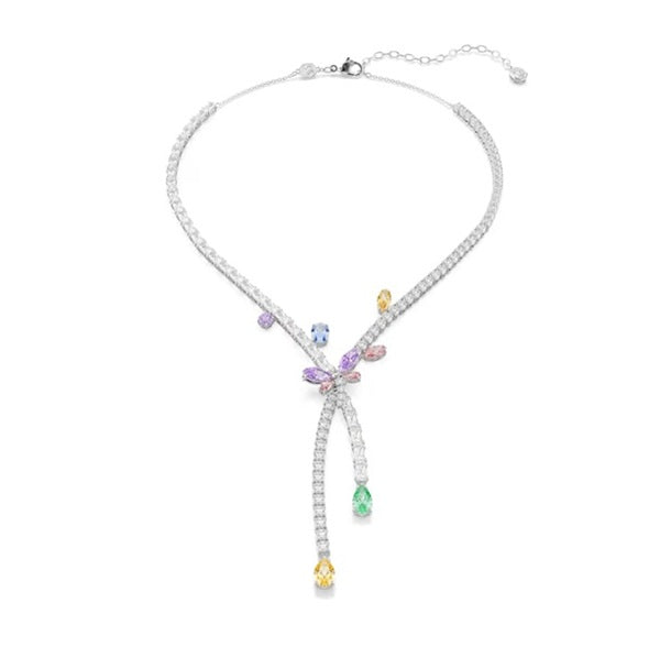 Swarovski Ariana Grande necklace, Mixed cuts, Dragonfly, Multicolored, Rhodium plated 5737424