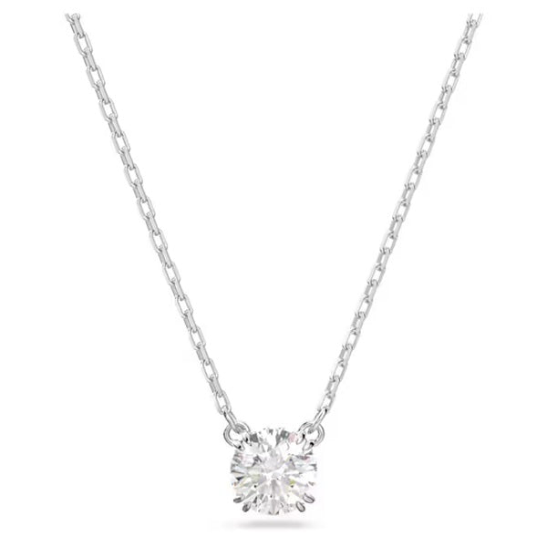 Swarovski Stilla pendant Round cut, White, Rhodium plated