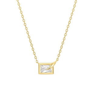 Ania Haie Gold Sparkling Bezel-Set Cube Necklace
