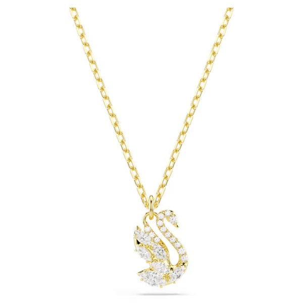 Swarovski Swan pendant Mixed cuts, Swan, White, 18K gold finish 5754626
