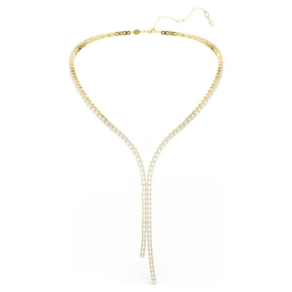 Swarovski Matrix Y necklace Round cut, White, 18K gold finish 5750601
