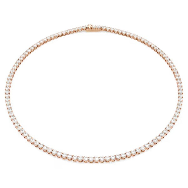Swarovski Matrix Tennis necklace Round cut, White, 18K rose gold finish 5764194