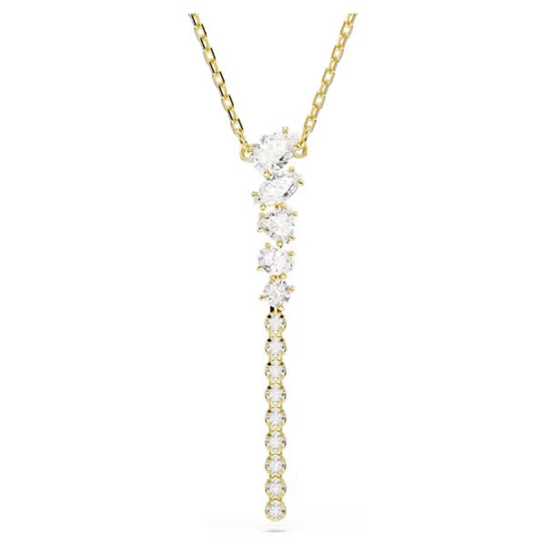 Swarovski Mesmera Y necklace Mixed cuts, White, 18K gold finish 5747997