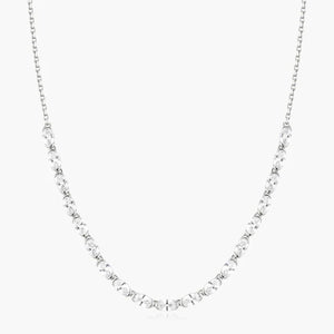 Ania Haie Silver Half-Bezel Oval Half-Tennis Necklace