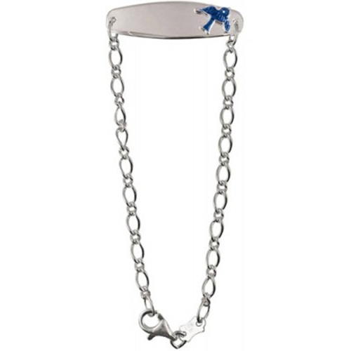 Silver Child ID Bracelet with Blue Bird 15cm