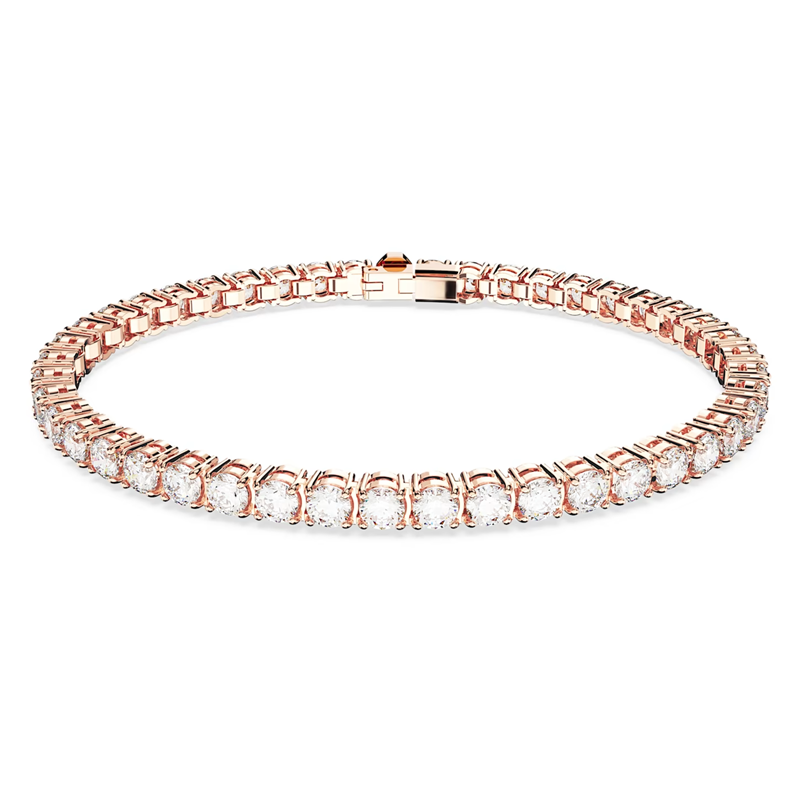 Swarovski Matrix Tennis bracelet Round cut, Small, White, Rose gold-tone plated M 5657659