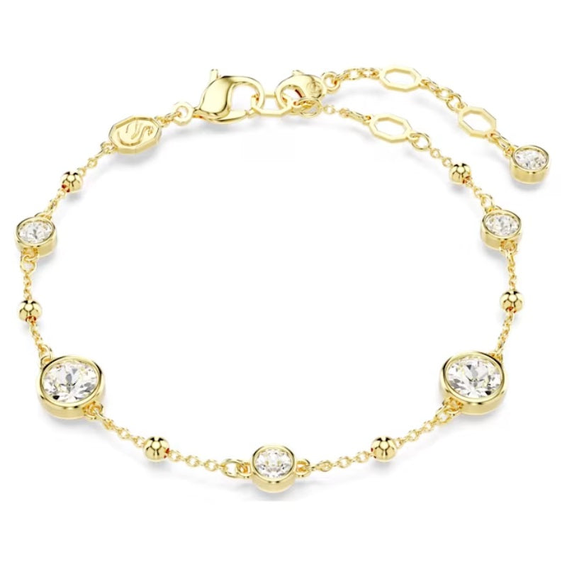 Swarovski Imber bracelet Round cut, White, Gold-tone plated 5680094
