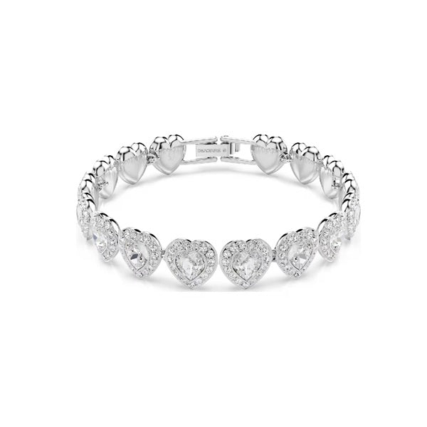 Swarovski Ariana Grande x Swarovski Tennis bracelet Mixed cuts, Heart, White, Rhodium plated 5720860