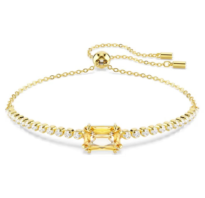 Swarovski Matrix Tennis bracelet Mixed cuts, Caramel, Gold-tone plated 5730699