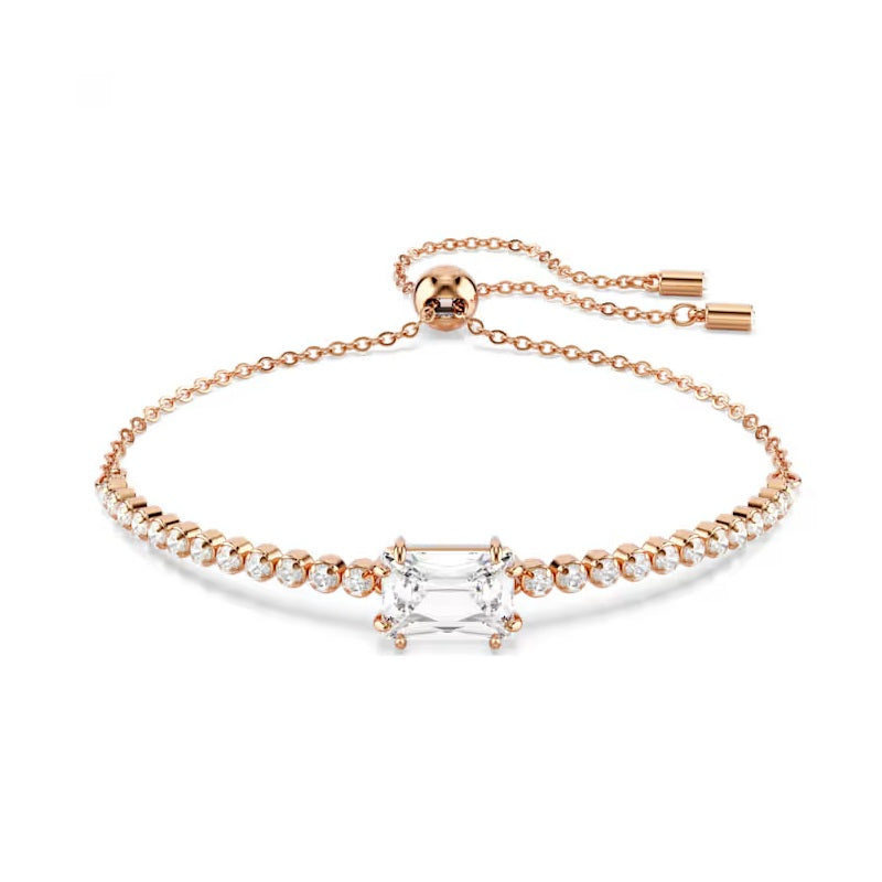 Swarovski Matrix Tennis bracelet Mixed cuts, White, Rose gold-tone plated 5730706
