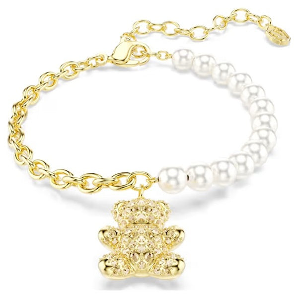 Swarovski Idyllia bracelet Crystal pearl, Round cut, Teddy, Gold tone, Gold-tone plated 5737622