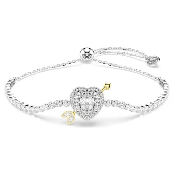 Swarovski Idyllia bracelet Mixed cuts, Heart with arrow, White, Rhodium plated 5742022
