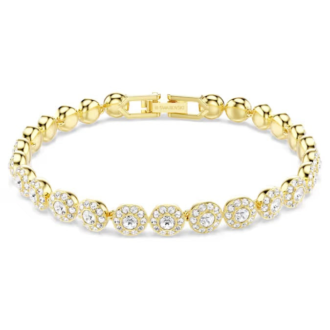 Swarovski Una Angelic bracelet Round cut, White, Gold-tone plated 5749386