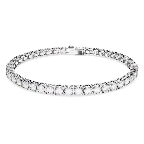 Swarovski Matrix Tennis bracelet Round cut, White, Rhodium plated 5648938