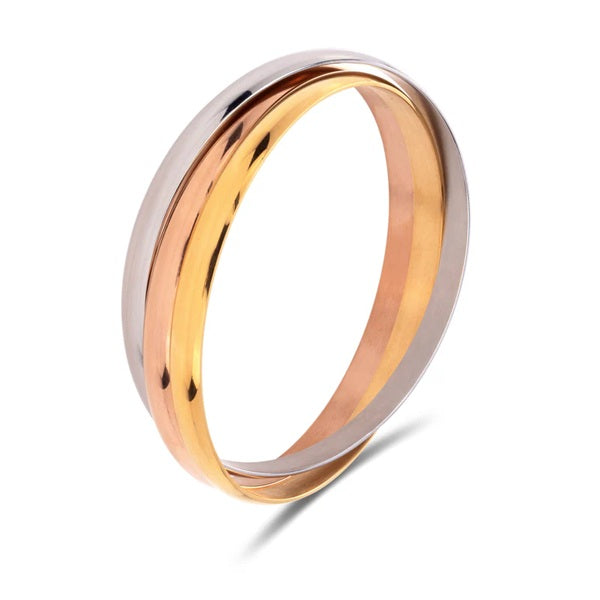 Tri Tone Yellow/Rose Gold Plated & Stainless Steal Bangle