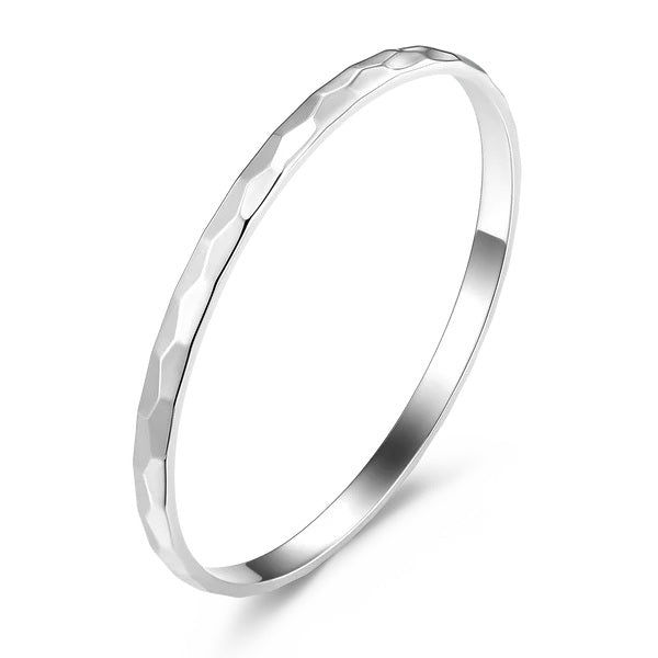 Stainless Steel Hammered Round Bangle