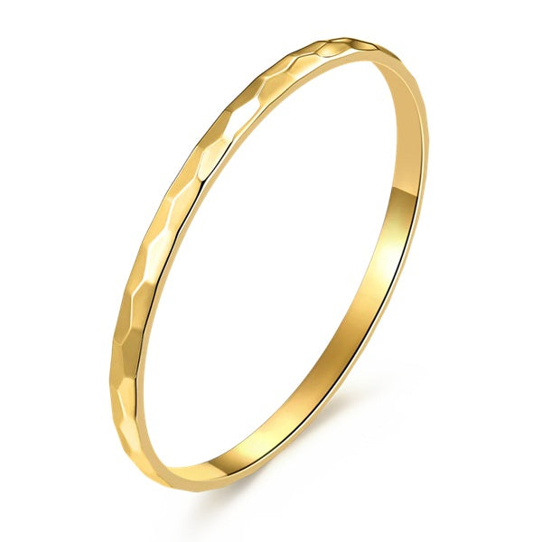 18ct Yellow Gold Plated Stainless Steel Hammered Bangle