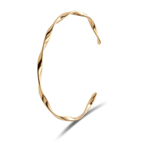 14ct Yellow Gold Plated Stainless Steel Twisted Cuff