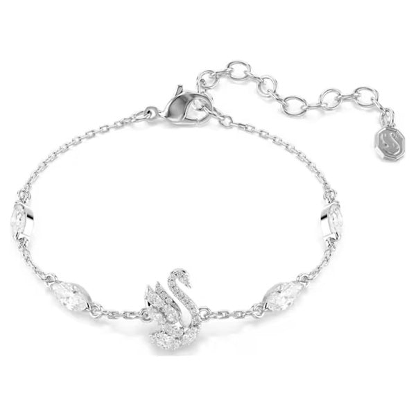 Swarovski Swan bracelet Mixed cuts, Swan, White, Rhodium plated 5758682