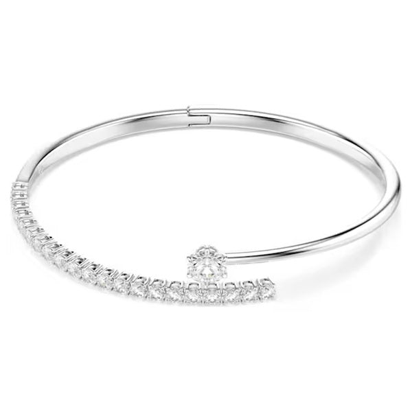Swarovski Matrix bangle Round cut, White, Rhodium plated 5753569