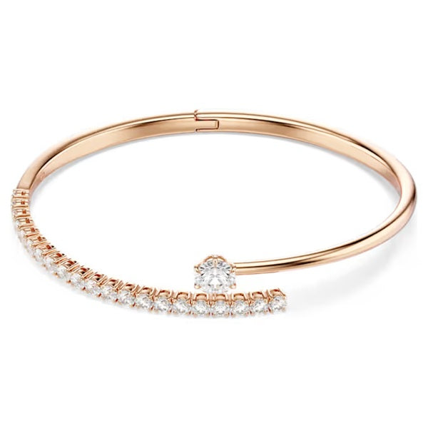 Swarovski Matrix bangle Round cut, White, 18K rose gold finish 5763819