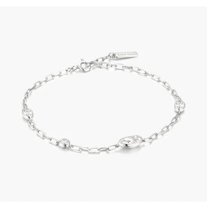 Ania Haie Silver Bezel Organic Dome Pebble Station Bracelet
