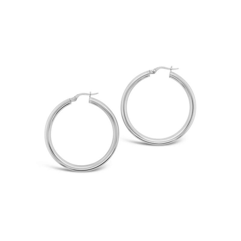 Sterling Silver Italian Plain Hoop Earrings