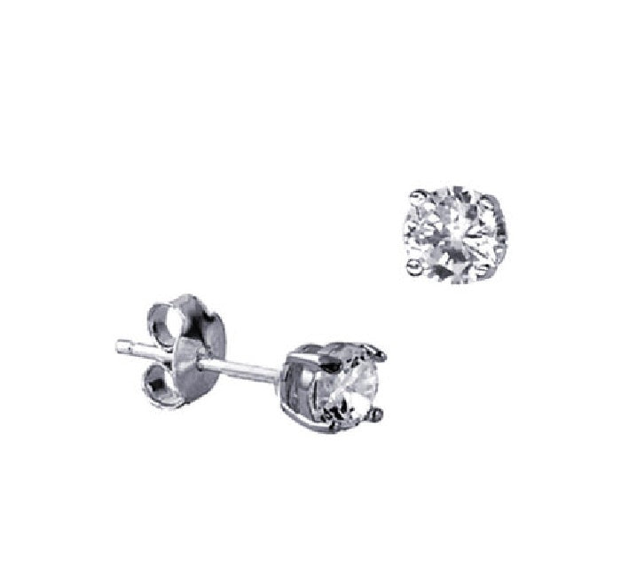 Sterling Silver 4mm Cubic Zirconia Stud Earrings
