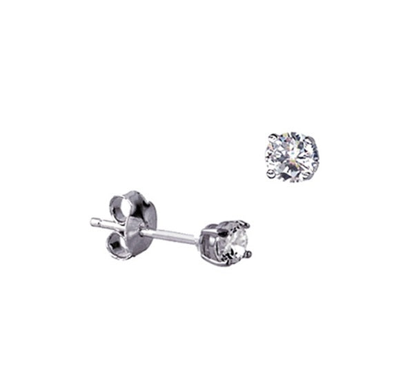 Sterling Silver 3mm Cubic Zirconia Stud Earrings