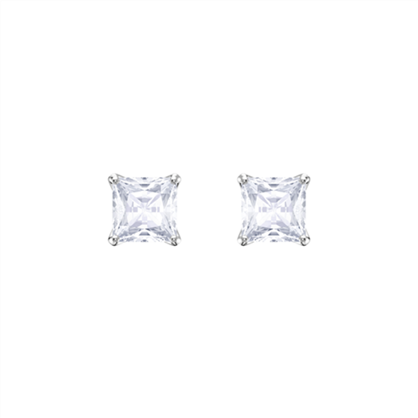 Swarovski Crystal Stilla:Pe Stud Square cut, White, Rhodium plated 5430365