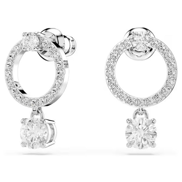 Swarovski Attract Circle Pierced Earrings, White, Rhodium Plated 5563278