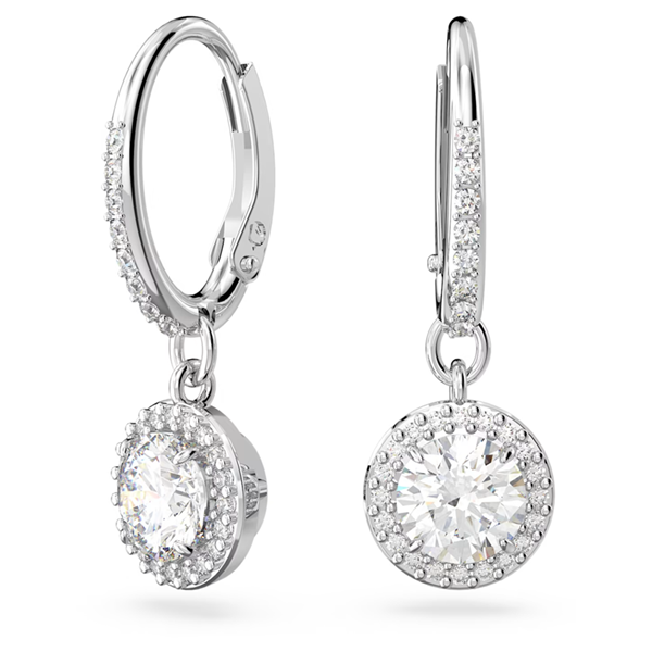 Swarovski Constella Drop Earrings Round Cut, Pavé, White, Rhodium Plated 5636270