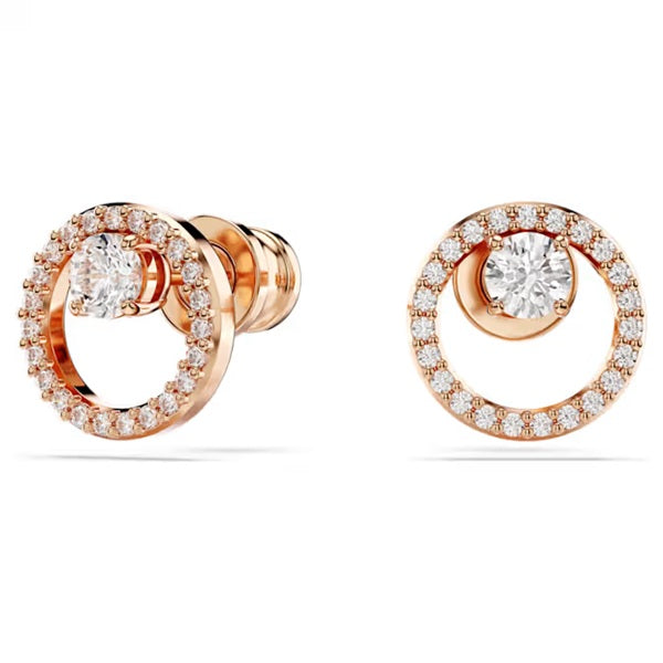Swarovski Constella stud earrings Round cut, White, Rose gold-tone plated 5692263