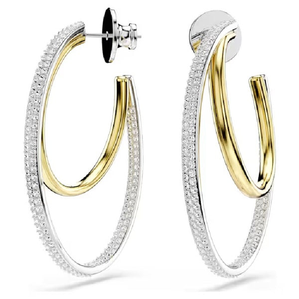 Swarovski Hyperbola Hoop Earrings Round cut, Medium, White, Mixed metal finish 5702400