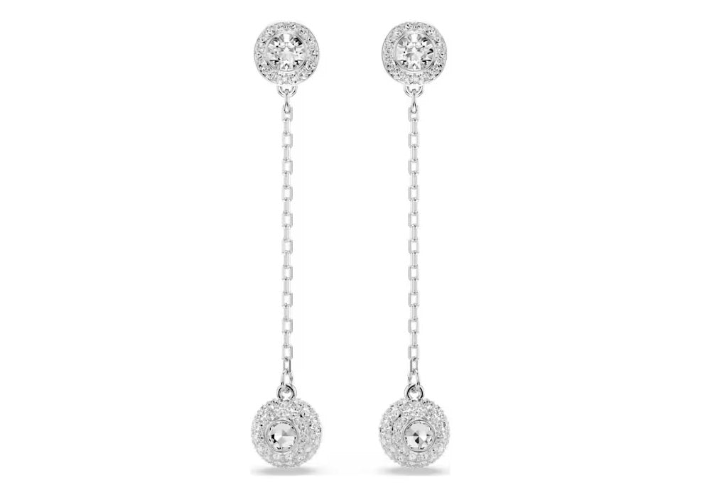 Swarovski Una Angelic drop earrings Round cut, White, Rhodium plated 5732273