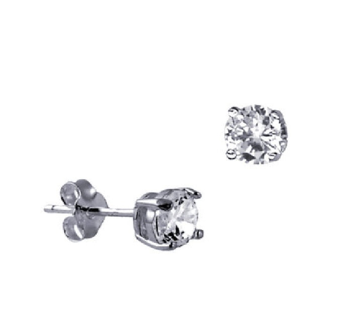 Sterling Silver 5mm Cubic Zirconia Stud Earrings