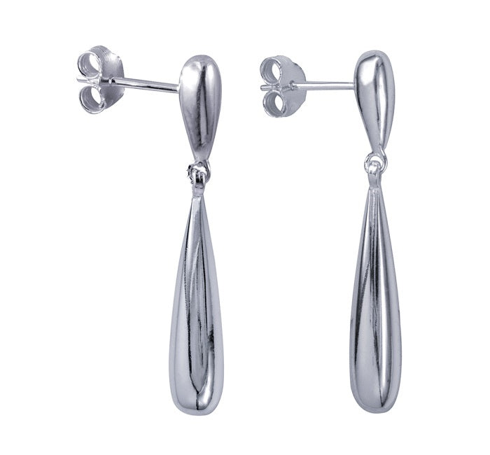 Sterling Silver Elongated Teardrop Stud Earrings