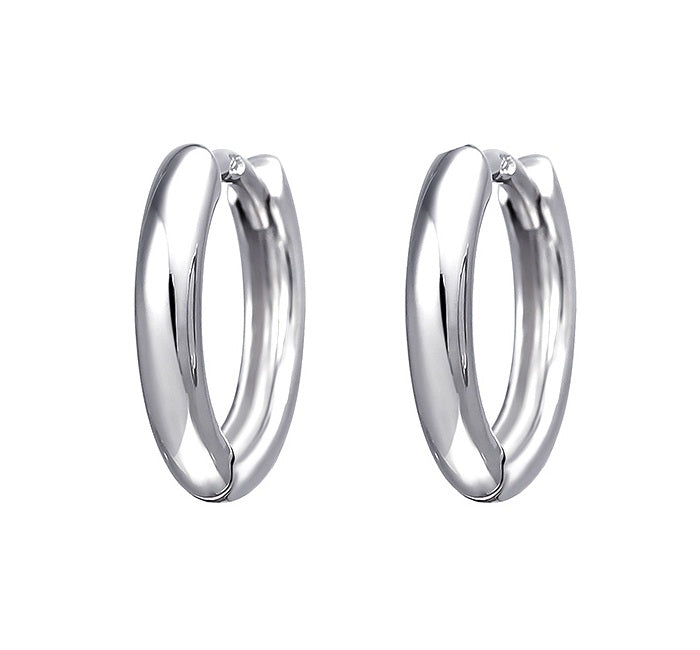 Sterling Silver Plain 2mm Huggie Earrings – 8mm