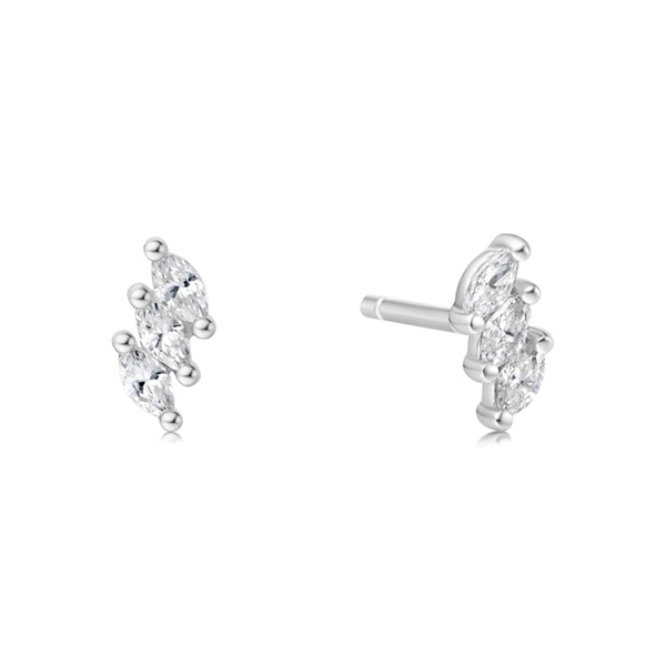 Ania Haie Silver Triple Marquise Stud Earrings