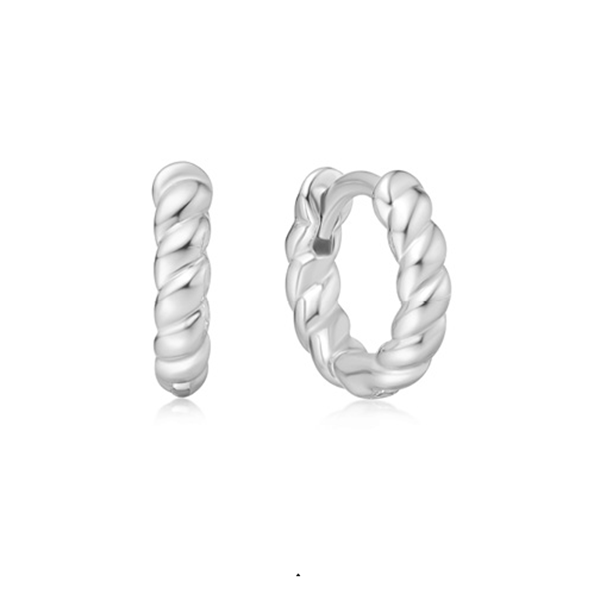 Ania Haie Silver Texture Small Huggie Hoop Earrings