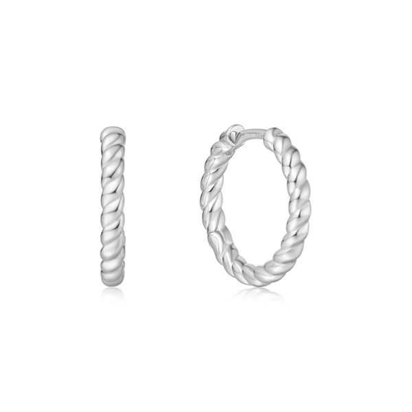 Ania Haie Silver Texture Medium Huggie Hoop Earrings